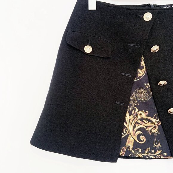 Versace Jeans Couture Layered-Effect Baroque-print Mini Skirt in Black / s-mdm - Picture 5 of 16